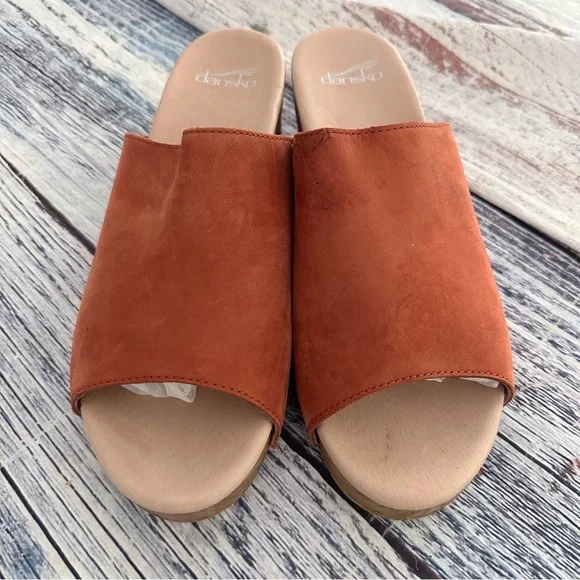 Dansko Sandals Maci Rust Coral Nubuck Leather Slip On Shoes Women - Picture 9 of 12